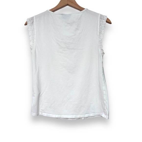 MODCLOTH | Glam Garnish Eyelet Flutter Ruffle Sleeve Trim Tank Crewneck White S - Picture 2 of 7